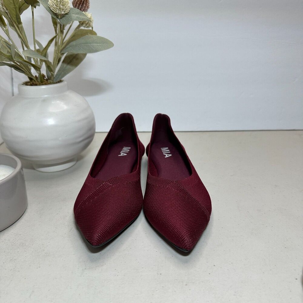 Mia Aurrora Flyknit Flat Burgundy Pointed Toe Shoes Women's 6M QI00183SF NWOB - Picture 4 of 8